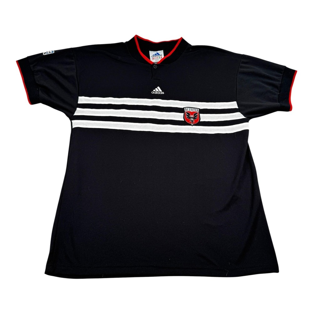 Vintage D.C. United Jersey Mens XL Black MLS Soccer Adidas Striped Shirt 90s